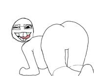 ass eyelids full_body glasses open_mouth soyjak stubble tongue variant:quirkjak vidya_butts wink // 2504x2048 // 173.1KB