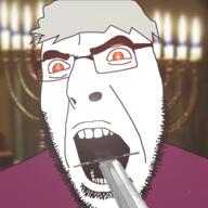 angry clothes glasses grey_hair hair soyjak stubble sword variant:cobson // 721x720 // 235.3KB