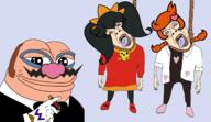 arm ashley_(warioware) cigar clothes dress frog full_body glove hair hand hanging lab_coat mustache nose penny_(warioware) pepe skull smoking smug tranny tuxedo variant:gapejak wario warioware // 2138x1240 // 732.8KB