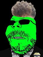 angry badge central_intelligence_agency clothes glasses glowie glowing green_skin hair mustache open_mouth soyjak stubble suit sunglasses variant:gapejak zoomer // 598x799 // 373.1KB