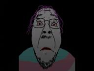 animated barneyfag blood bloodshot_eyes closed_eyes crying don_turtelli firearm frown glasses gore hair mustache purple_hair shotgun soyjak stubble suicide tranny variant:bernd // 1440x1080 // 3.4MB