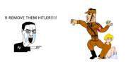 bloodshot_eyes brown_shirt chad chad_thundercock crying glasses hair nazi_germany nazism open_mouth pointing schutzstaffel soyjak sturmabteilung twinkjak variant:chudjak virgin_vs_chad // 2518x1150 // 247.6KB