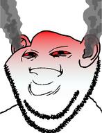 angry bloodshot_eyes closed_mouth ear frown fume red_face soyjak stubble variant:impish_soyak_ears yoba_face // 600x786 // 92.7KB