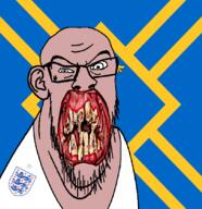 angry animal british distorted ear east_lothian flag flag:east_lothian flower glasses hair irl lion open_mouth plant rotten_teeth scotland soyjak stubble teeth united_kingdom variant:feraljak white_skin yellow_teeth you_were_one_i_ker // 1048x1081 // 378.8KB