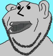 amerimutt angry blue_background ear grey_skin grid lips microphone mutt npc open_mouth soyjak stubble subvariant:impish_amerimutt variant:impish_soyak_ears // 598x628 // 16.7KB