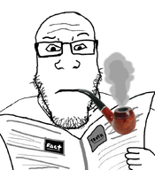 eyebrows glasses newspaper pipe smoke stubble subvariant:neutralplier text variant:markiplier_soyjak // 775x849 // 268.9KB