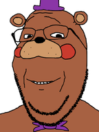 animatronic bear closed_mouth clothes five_nights_at_freddy's five_nights_at_freddy's_2 freddy_fazbear glasses hat smile soyjak stubble subvariant:wholesome_soyjak top_hat toy_freddy transparent_background variant:gapejak video_game // 600x800 // 40.3KB