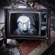 angry animated clothes demon evil glasses glitch hand horn horror irl mason mustache open_mouth pentagram soyjak star stubble television two_sides variant:feraljak yellow_teeth // 500x500 // 747.9KB