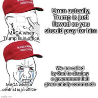 crying donald_trump imgflip maga schizophrenia text variant:soyak watermark // 1284x1275 // 550.5KB