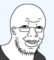 closed_mouth clothes ear glasses smile soyjak stubble variant:unknown // 401x445 // 7.1KB