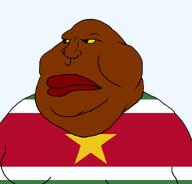 brown_skin closed_mouth flag flag:suriname meximutt soyjak star_(symbol) suriname transparent_background variant:meximutt yellow_sclera // 888x849 // 28.8KB