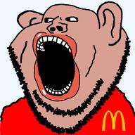 amerimutt artist:sisa9000 beard ear gape lips logo looking_to_the_left mcdonalds mutt open_mouth series:remastered_soyjaks stubble subvariant:impish_amerimutt teeth template transparent_background variant:impish_soyak_ears // 1025x1025 // 32.3KB