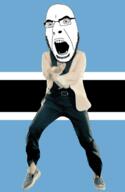 angry animated botswana country dance flag flag:botswana full_body gangnam_style glasses irl open_mouth soyjak stubble variant:cobson // 300x460 // 499.7KB