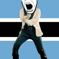 angry animated botswana country dance flag flag:botswana full_body gangnam_style glasses irl open_mouth soyjak stubble variant:cobson // 300x460 // 499.7KB