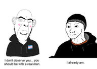 blush closed_eyes closed_mouth clothes doomer ear earring flag gay glasses hoodie nose_piercing soyjak stubble text tranny twinkjak variant:cobson // 640x455 // 39.5KB