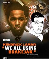 award clothes drake hat instagram kendrick_lamar musical_instrument necktie news rap text variant:drakejak // 839x1009 // 1.4MB