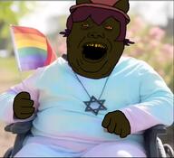 brown_skin flag flag:lgbt_pride_flag gay jews jimbo_(namefag) jimbo_(user) jimbrap jimbraphog judaism kike meta:approve_this_one_instead meta:delete_the_other_one meta:namefags meta:not_a_fucking_duplicate necklace nigger oneshot oneshot_pedo_nigger oneshotfag pooneshit pooneshit_pedo shitskin speech_bubble speech_bubble_empty star_of_david variant:alicia vivo_endive wheelchair // 498x453 // 295.4KB