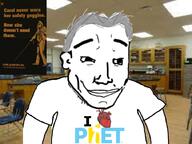 arm chemistry closed_mouth clothes ear grey_hair hair heat i_love lab merge phet smile soyjak subvariant:science_lover teacher text tshirt variant:chudjak variant:markiplier_soyjak // 912x684 // 693.1KB