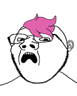 1soyjaks glasses mouth_open oc pink_hair soyjak stubble subvariant:jeremiah terrified variant:gapejak // 1000x1250 // 22.7KB