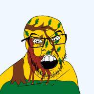 angry animal berkshire british deer england flag flag:berkshire glasses hair leaf looking_at_you mustache open_mouth plant soyjak stubble teeth tree united_kingdom variant:feraljak // 1500x1500 // 416.5KB