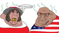 2soyjaks amerimutt angry bloodshot_eyes brown_skin bubble clenched_teeth closed_mouth clothes country fat flag flag:poland flag:united_states glasses hair hat poland smelling smile soyjak speech stubble subvariant:female_cobson text united_states variant:cobson variant:feraljak wrinkles yellow_teeth // 1305x748 // 339.6KB