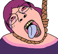 ack ack! amelia bloodshot_eyes blush british clothes crying death eyelashes eyes female glasses hanging mole nose pathways rope subvariant:bridget suicide tongue tongue_out tounge variant:bernd variant:gapejak white_background yellow_teeth // 763x715 // 31.6KB