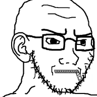 bald closed_mouth ear frown glasses greyscale irritated looking_to_the_right soyjak stubble variant:soyak white_background zipper // 632x756 // 22.4KB