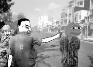 amphibian black_and_white execution frog irl nas:pepe pepe_the_frog pointing_gun revolver soldier variant:chudjak variant:feraljak // 1280x922 // 951.9KB