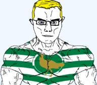 animal arm bird blue_eyes british buff closed_mouth clothes ear england eyes_like_the_o-o-cean flag flag:wiltshire glasses great_bustard hair soyjak subvariant:chudjak_front subvariant:muscular_chud trend:aryan tshirt united_kingdom variant:chudjak vein wiltshire yellow_hair // 1059x929 // 135.5KB