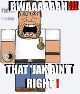 arm badge brown_hair cartoon clothes glasses hair hank_hill king_of_the_hill open_mouth roblox soda soyjak stubble text variant:markiplier_soyjak variant:ppp variant:unknown white_skin // 1280x1498 // 499.7KB