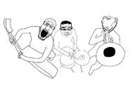 artist:greenfag bass drum he_will_always_be_a_gem robbie_rotten smile subvariant:chudjak_front trio trumpet variant:chudjak variant:impish_soyak_ears variant:markiplier_soyjak wano // 2052x1320 // 90.2KB