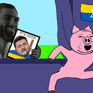 animated arm bloodshot_eyes crying drawn_background ear flag gigachad hand its_over judaism leg oink pig pink_skin rope russo_ukrainian_war snout soyjak star_of_david stubble subvariant:massjak subvariant:wholesome_soyjak suicide tail text ukraine variant:gapejak volodymyr_zelenskyy // 900x576 // 203.3KB