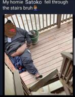 black_skin chud_(boorufag) chud_(soybooru) closed_mouth fat irl_background its_over obese stairs text twitter variant:meximutt // 750x974 // 834.0KB