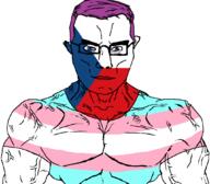 buff countrywar czechia flag flag:czechia flag:transgender_pride_flag glasses purple_hair smile soyjak subvariant:chudjak_front subvariant:muscular_chud tranny variant:chudjak // 1059x929 // 46.6KB