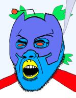 4chan 4cuck anime antenna beak blue_skin discord ear glasses green_hair hair mask open_mouth orange_eyes red_shirt reddit soyjak speech_bubble_empty stubble subvariant:narge transparent_background twitter variant:cobson yotsoyba // 760x980 // 344.2KB