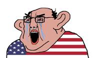 amerimutt balding bloodshot_eyes brown_skin country crying ear flag glasses open_mouth soyjak united_states variant:chudjak // 1127x685 // 88.3KB