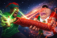 angry blue_eyes clothes facial_hair fat fight flag:mexico fnf_pedo hat lazer_eyes lightning meta:ai_generated nigger open_mouth space subvariant:chudplier takis trend:slopjak variant:chudjak variant:markiplier_soyjak variant:meximutt // 1536x1024 // 2.6MB