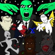 amerimutt bigfoot central_intelligence_agency clothes conspiracy ghost hand hands_up mercurypoison296 mutt night stars subvariant:impish_amerimutt suit thrembo trend:glowie variant:cobson variant:gapejak variant:impish_soyak_ears variant:markiplier_soyjak werewolf // 900x900 // 140.9KB