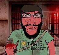 arm background beard blood brown_hair closed_mouth clothes dr_pickman fist glasses hair hand holding_object i_hate leo_kasper manhunt manhunt_2 pickman_project punisher_face red_skin soyjak subvariant:science_lover text variant:markiplier_soyjak video_game // 1017x935 // 928.3KB