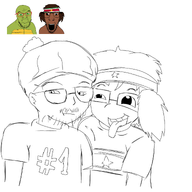#1 bags_under_eyes beanie brown_skin clothes cross_eyed flag:suriname glasses hair literal_who meta:namefags ponytails prizins_(user) soysona stubble teeth_showing tongue turtle variant:dylanjak variant:feraljak // 2048x2048 // 730.6KB