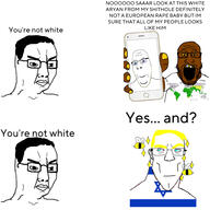 africa angry arm asia bee black_skin blue_eyes central_america central_asia chad closed_mouth clothes efl europe flag:israel frown glasses hair hand holding_object holding_phone india iphone israel lips mexico middle_east north_america open_mouth phone shiny smile south_america soyjak star_of_david stubble subvariant:chudjak_front subvariant:nucob subvariant:phoneplier subvariant:phoneplier_vertical text thick_eyebrows trend:aryan variant:chudjak variant:cobson variant:markiplier_soyjak yellow_hair // 3464x3464 // 947.7KB