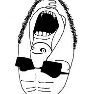 arm hand open_mouth smile soyjak stubble upside_down variant:cobson variant:upsidedownjak // 600x599 // 132.0KB