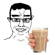 choccy_milk chocolate_milk chud eyebrows happy holding_object smile soyjak subvariant:chudjak_front template variant:chudjak // 807x808 // 180.0KB