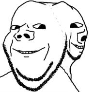 2soyjaks alternate back glasses large_eyes siamese_twins side_profile smile soyjak stubble subvariant:wholesome_soyjak variant:gapejak variant:impish // 814x800 // 96.7KB
