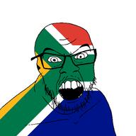 angry country flag glasses jacksepticeye looking_at_you mustache open_mouth south_africa soyjak stubble teeth variant:feraljak youtube // 1500x1500 // 32.1KB