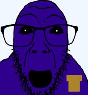 badge black_eyes creepy distorted evil five_nights_at_freddy's glasses half_open_mouth ominous purple_guy purple_skin soyjak stubble subvariant:dykeson transparent variant:dylanjak white_pupils william_afton // 540x581 // 25.5KB