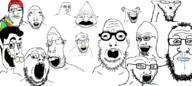 bicycle_helmet cereal cheerios closed_mouth clothes drool dunce eating glasses grug hat helmet hybrid loading mucus multiple_soyjaks open_mouth propeller_hat retard small_brain splice stubble teeth variant:chudjak variant:coinjak variant:fantajak variant:feraljak variant:impish_soyak_ears variant:markiplier_soyjak variant:parrotjak variant:soyak wojak // 819x367 // 181.6KB