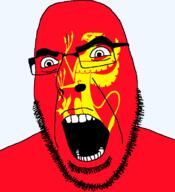 angry animal county flag flag:troms glasses griffin hair looking_to_the_left norway open_mouth soyjak stubble teeth thick_eyebrows transparent_background troms variant:cobson // 721x789 // 29.7KB