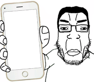 arm beard closed_mouth glasses hand holding_phone lips series:esl_pedo_league stubble subvariant:chudplier subvariant:phonechudplier subvariant:phoneplier template variant:chudjak variant:markiplier_soyjak // 2160x1884 // 1.0MB