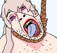 bloodshot_eyes crying dead hair hanging long meta:leaky meta:tagme noose oniichan_wa_oshimai open_mouth oyama_mahiro rope soyjak stubble tongue tranny variant:bernd yellow_teeth // 771x723 // 59.2KB